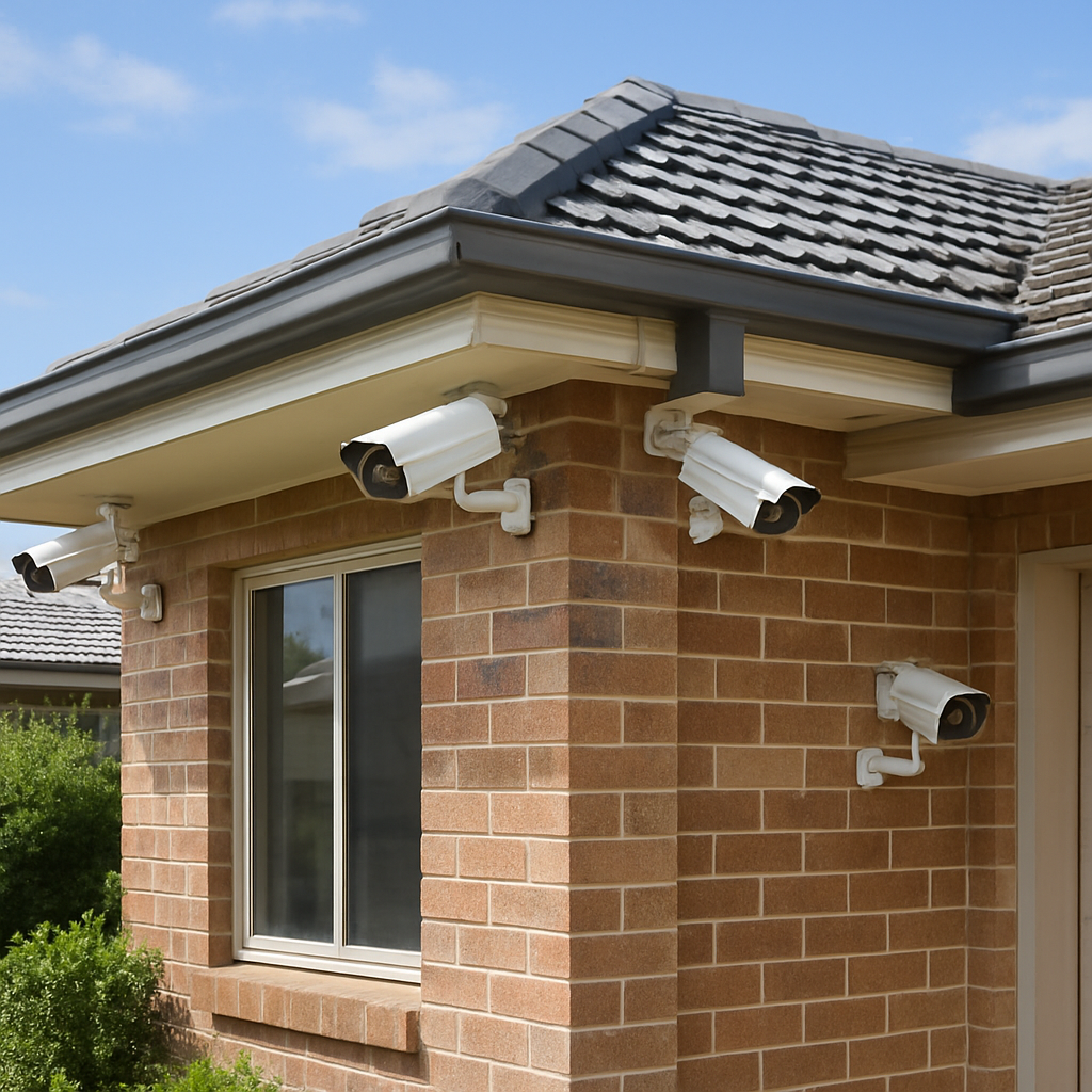Professional CCTV cameras installed on the exterior corners of an Australian home
